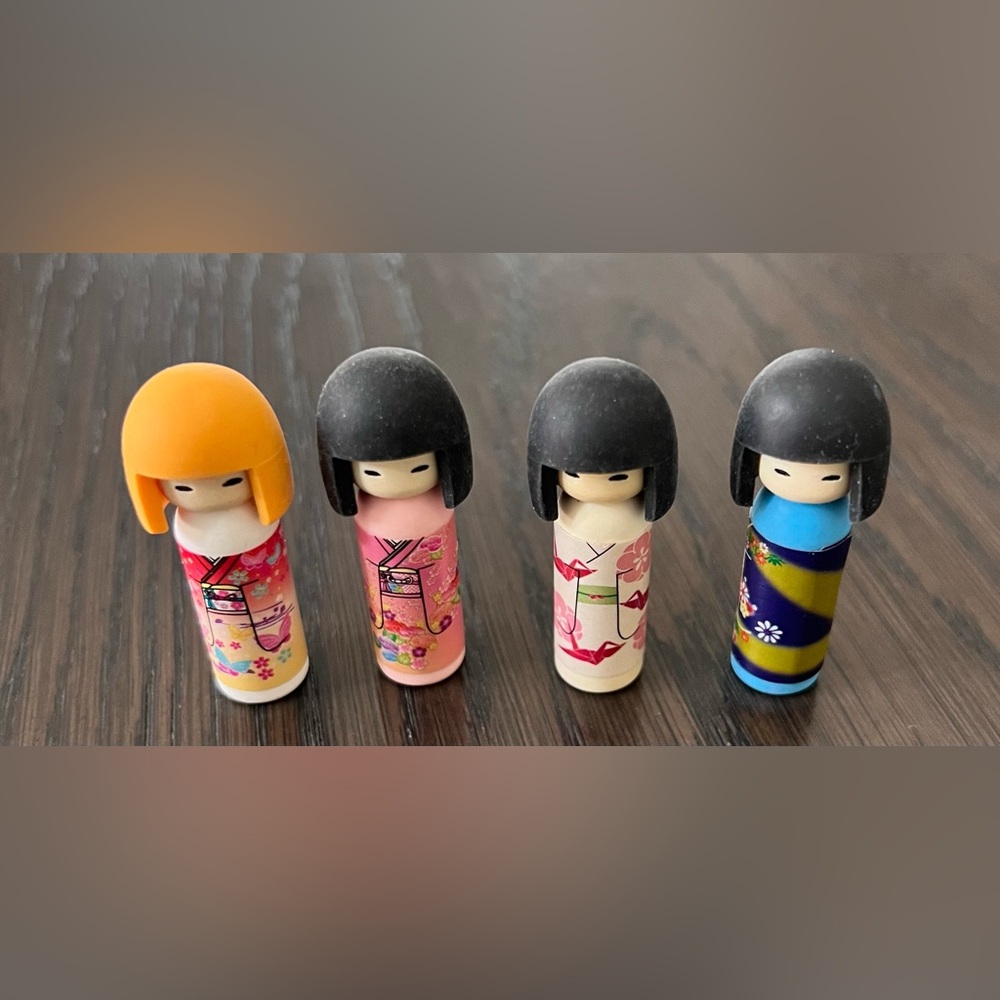 Original‎ Funko Japanese Kokeshi Doll Erasers Set Of 4